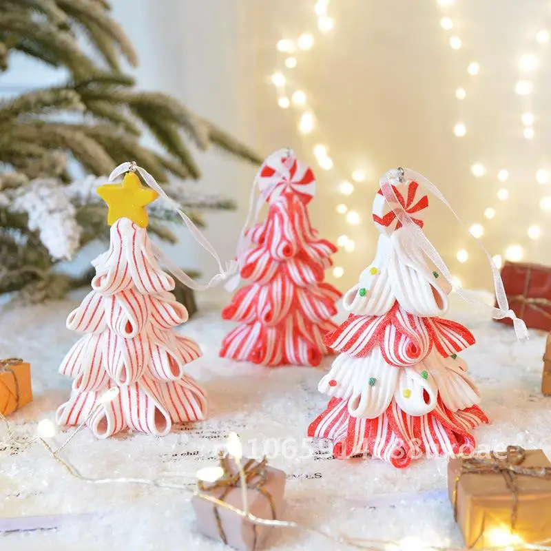 

Color matching candy soft pottery star tree tower shape cascading Christmas tree decoration pendant