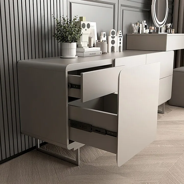 طاولة مكياج خفيفة فاخرة وحديثة وبسيطة من الخشب الصلب لغرفة النوم وخزانة متكاملة ومكتب بجانب السرير Bu #6