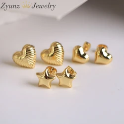 10 Pairs, Minimalist Smooth Gold Color Heart Star Stud Earrings for Women Trendy Elegant Wedding Bride Jewelry