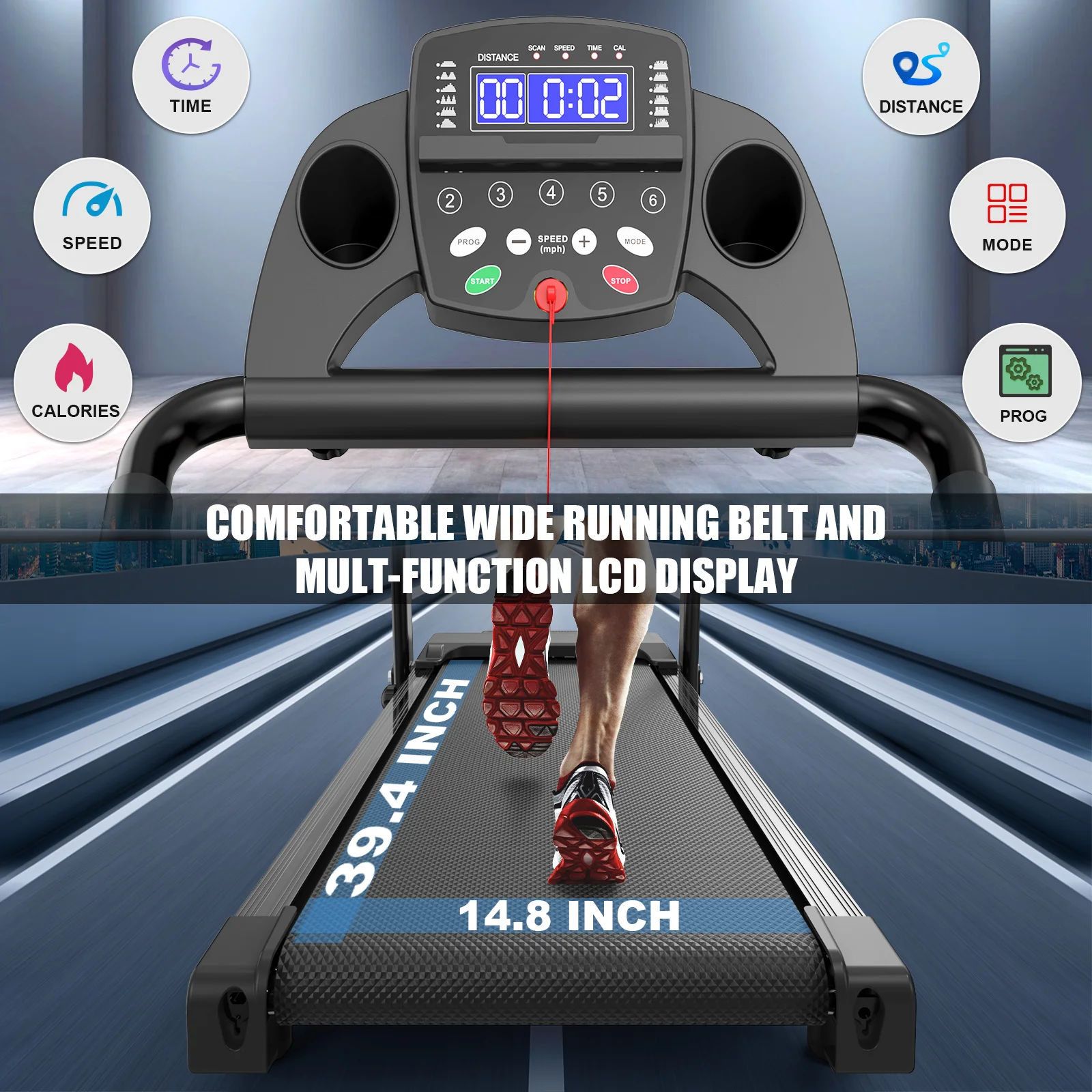 

Ready-to-Ship Foldable Home Treadmills - Portable 2.5HP Machine with Handles, 300lb Weight Capacity