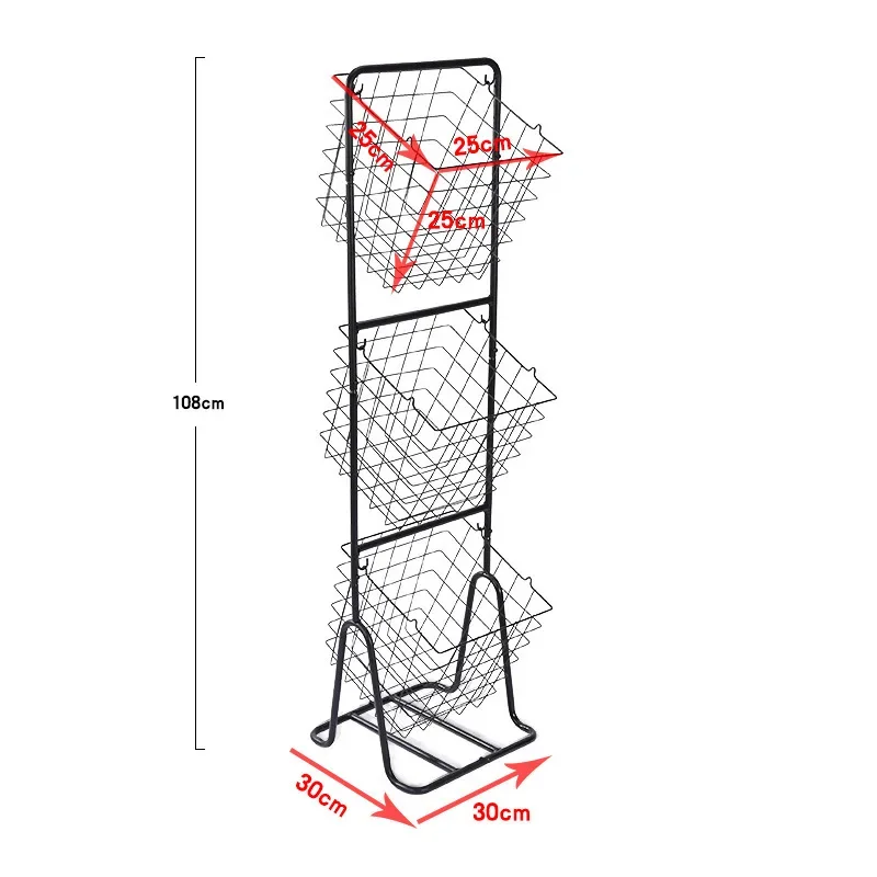 3-tier Wire Market Basket Storage Stand For Fruit Vegetables Toiletries Household Items Stylish Tiered Serving Stand Baskets