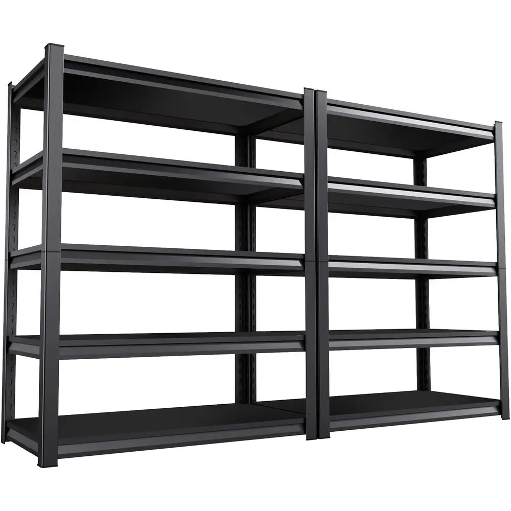 

Adjustable 5-Tier Heavy-Duty Metal Storage Shelves, 3000 lbs Capacity, 72H x 39.4W x 13.7D for Garage, Warehouse, Basement - Bla