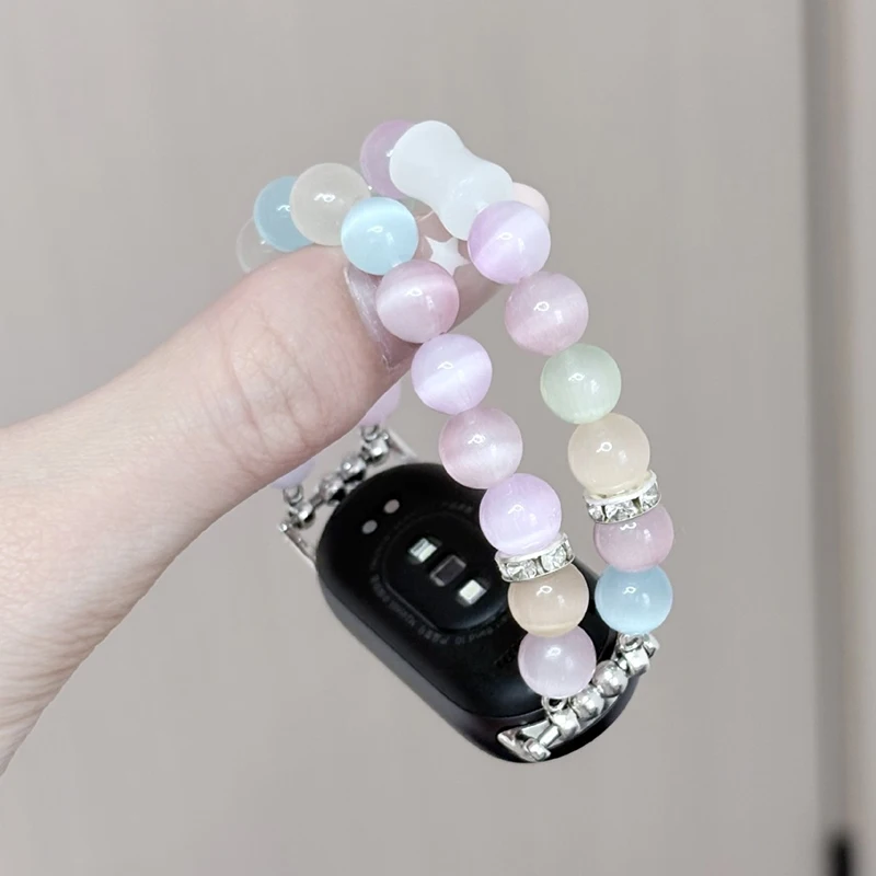 Sweet Pastel Double Layer Beaded Bracelet Wristband for Samsung Galaxy Watch 7 6 FE 5 4 Classic Women Jewelry Strap 18 20mm 22mm