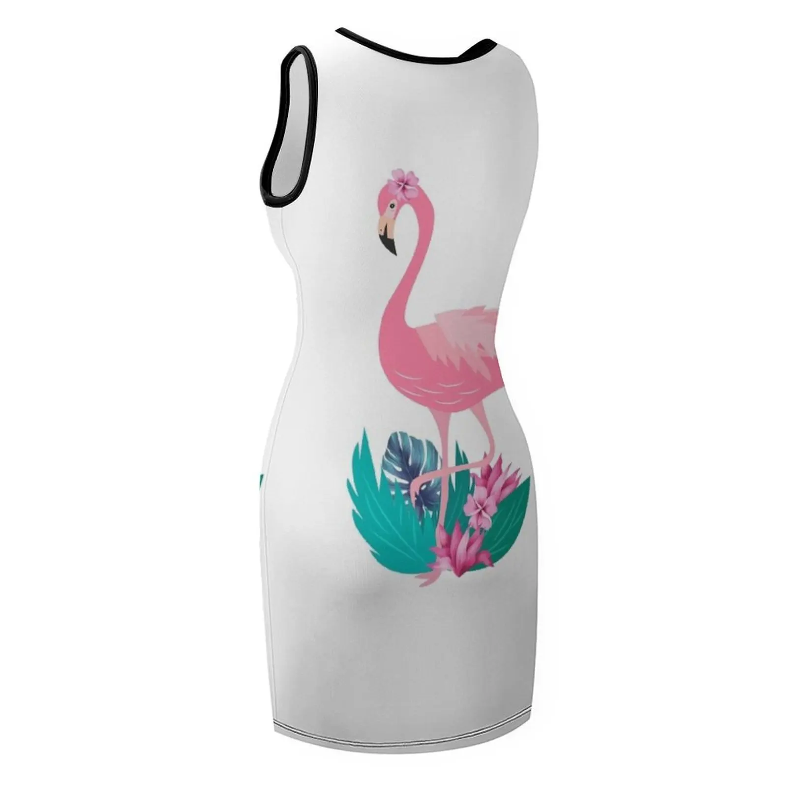 เสื้อยืดสีชมพูฟลามิงโก้คลาสสิก เดรสแขนกุด ชุดราตรีสตรี ชุดสำหรับงานแต่งงาน ชุดเดรสฤดูร้อนของผู้หญิง