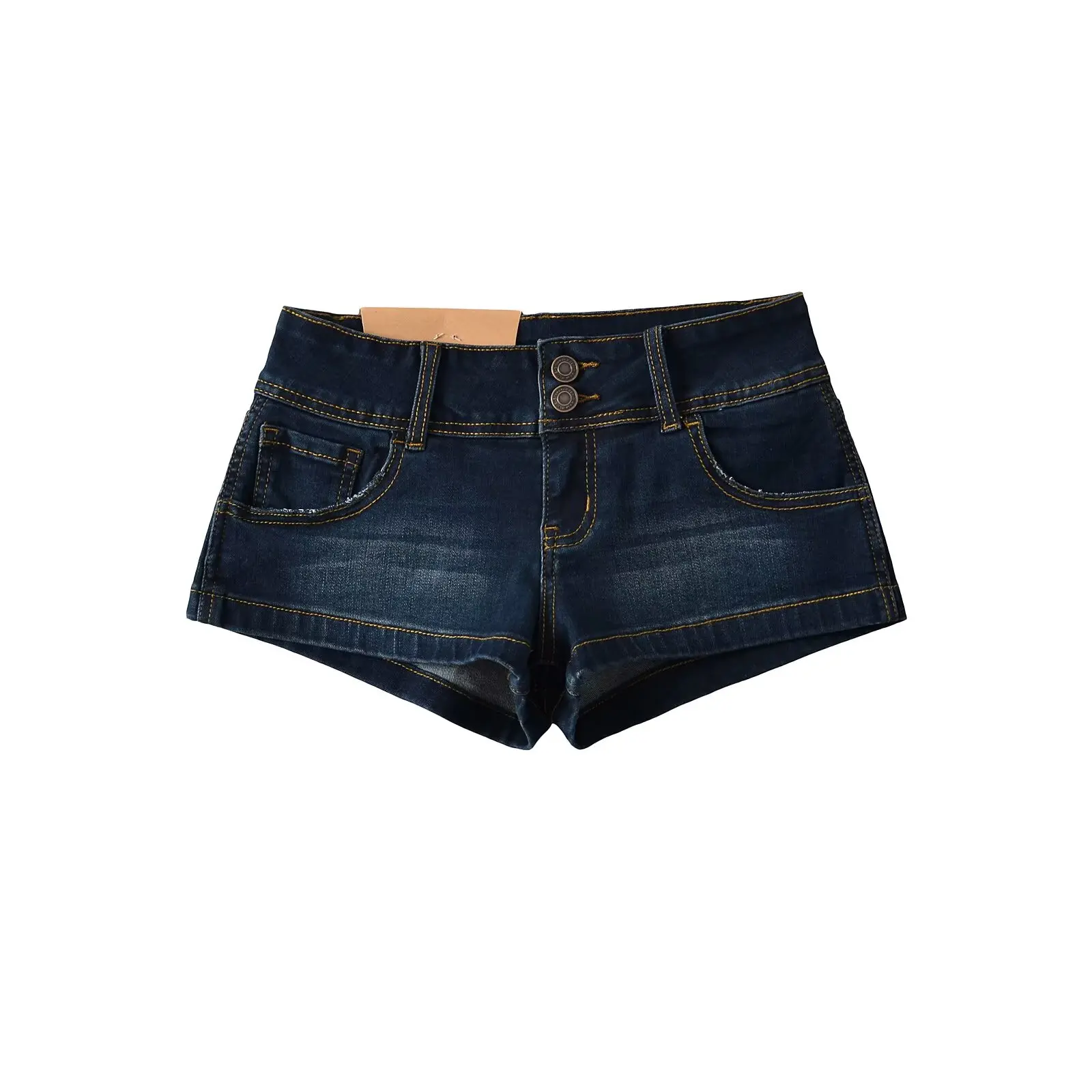 กางเกงยีนส์เอวต่ำทรงสุดฮิตสไตล์อเมริกันเรโทรสำหรับสาวฮอต ผ้ายืดหยุ่นกระชับทรงสวย เซ็กซี่ โชว์สะโพก ดีไซน์ทันสมัย เหมาะสำหรับฤดูร้อน มีกระดุมสองเม็ด