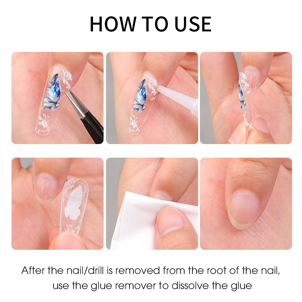 1/3/5PCS Nails Debonder Glue Cleaner Remover Nails Rhinestone False Nails Degreaser Liquid Quickly Removing Extension Nail Tools