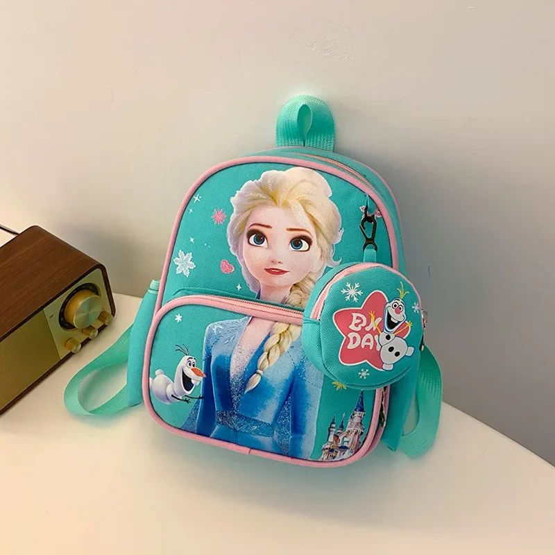 Disney Frozen Elsa New Schoolbag Kindergarten Cute Cartoon Backpack Boys and Girls Shoulder Bag handbag coin purse