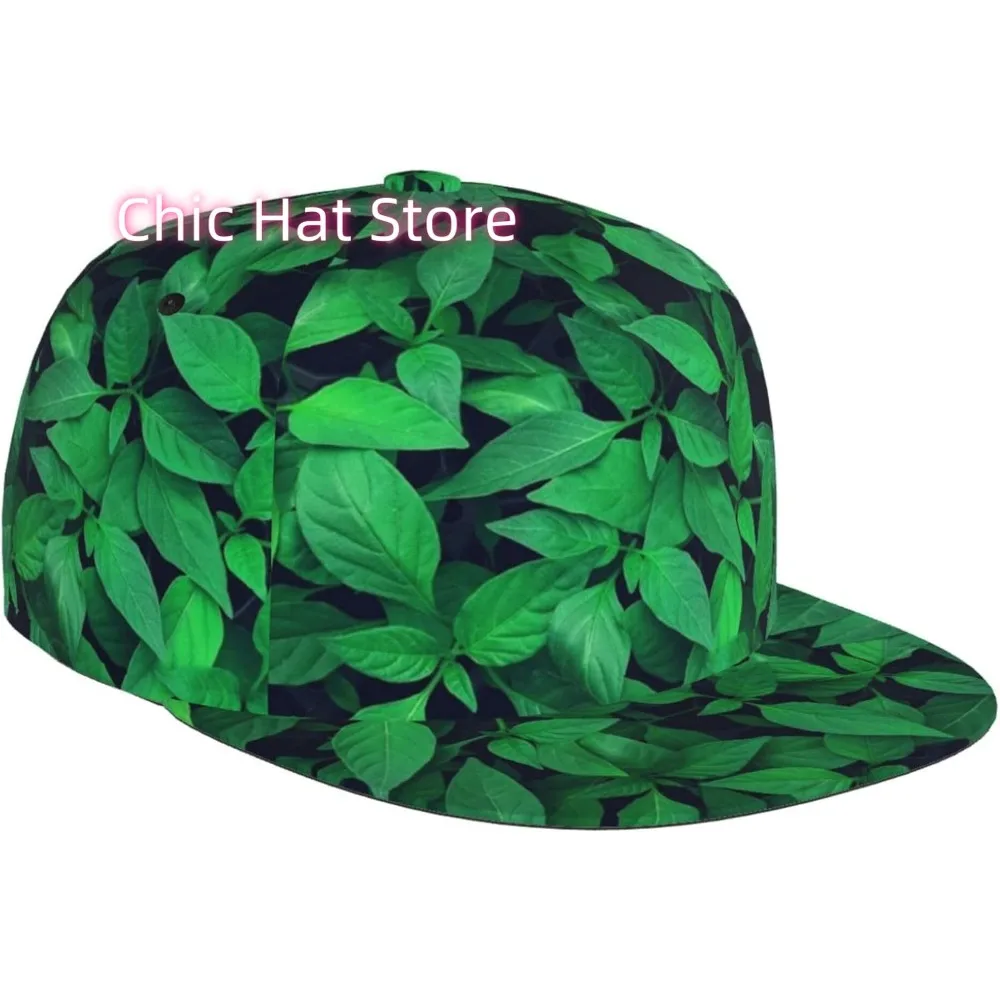 Green Leaves Mens Baseball Cap Snapback Hip Hop Hat Adjustable Trucket Hat for Men and Women