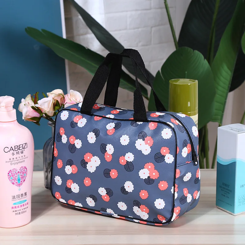 Fashion Tote Floral Lattice Makeup Case Women Wash Travel Large-capacity Portable Storage Bag Female Floral Print Cosmetic Bags