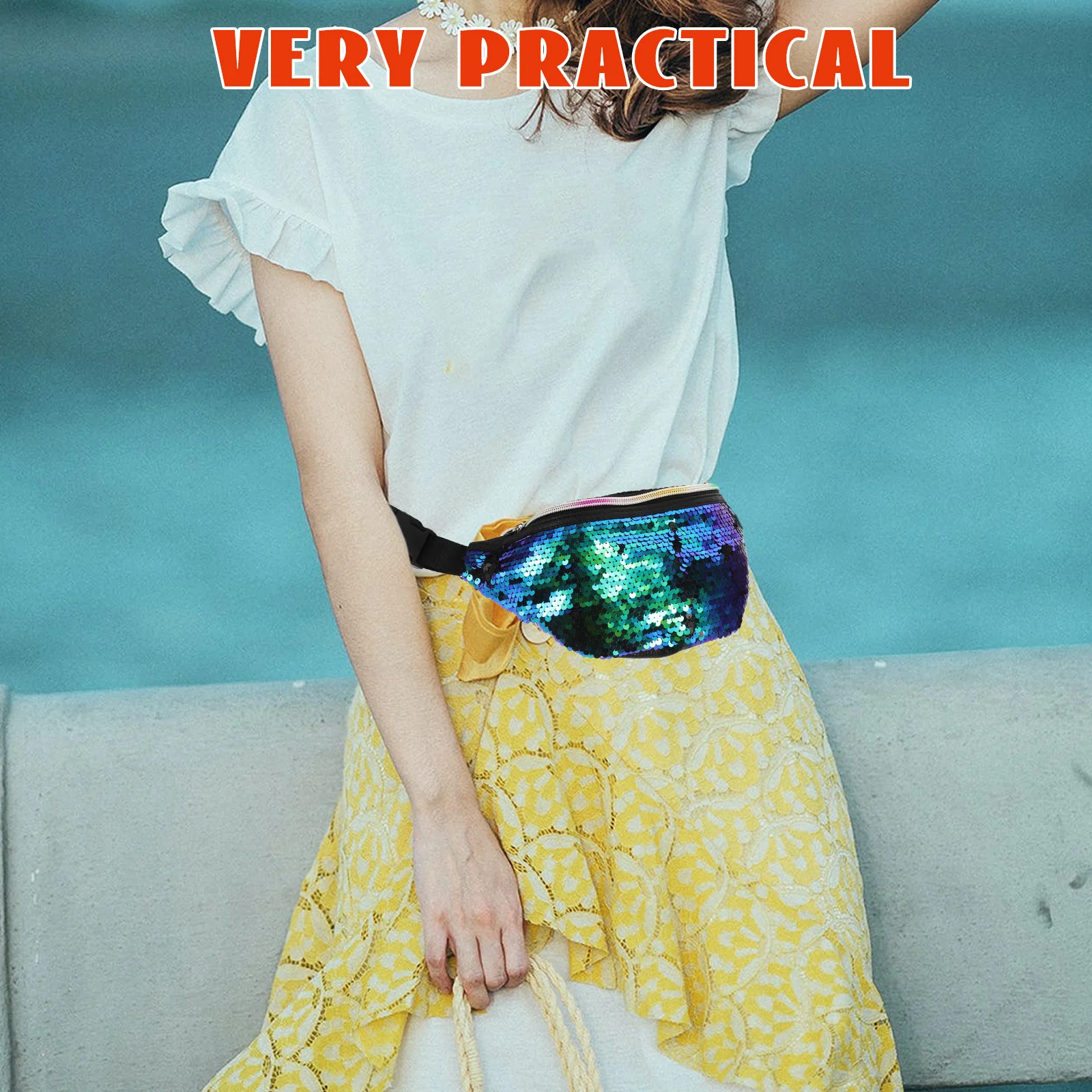 

Trendy Sequined Waist Pouch for Women Mermaid Inspired Fanny Pack for Outdoor Activities Running Hiking Travel Casual Wear