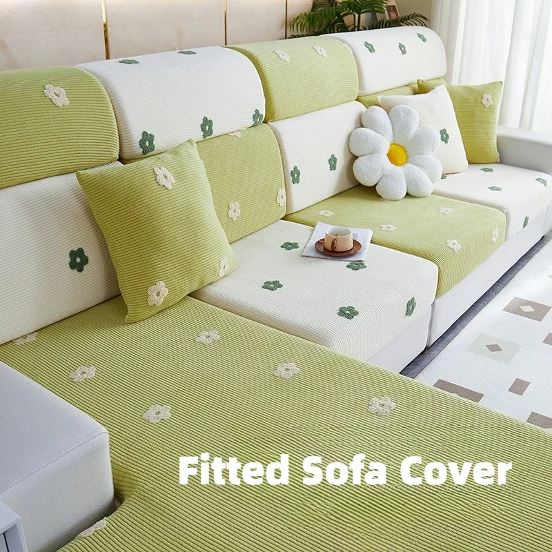 Floral Embroidery All Inclusive Settee Cover Living Room Anti Slip Sofa Protective Cloth Isolates Snack Debris Couch Dust Shield