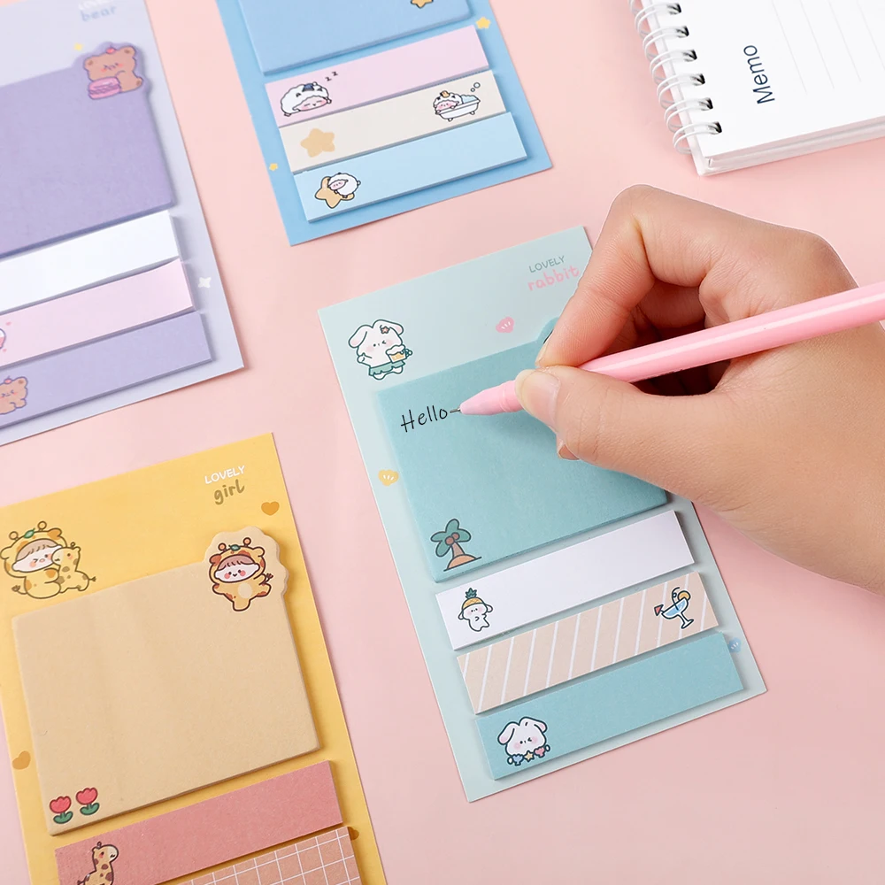 80 Sheets Ins Cartoon Bear Sticky Notes Memo Pad Self-Stick Note Diary Stationary Scrapbook Students To-do record Sticky Pad