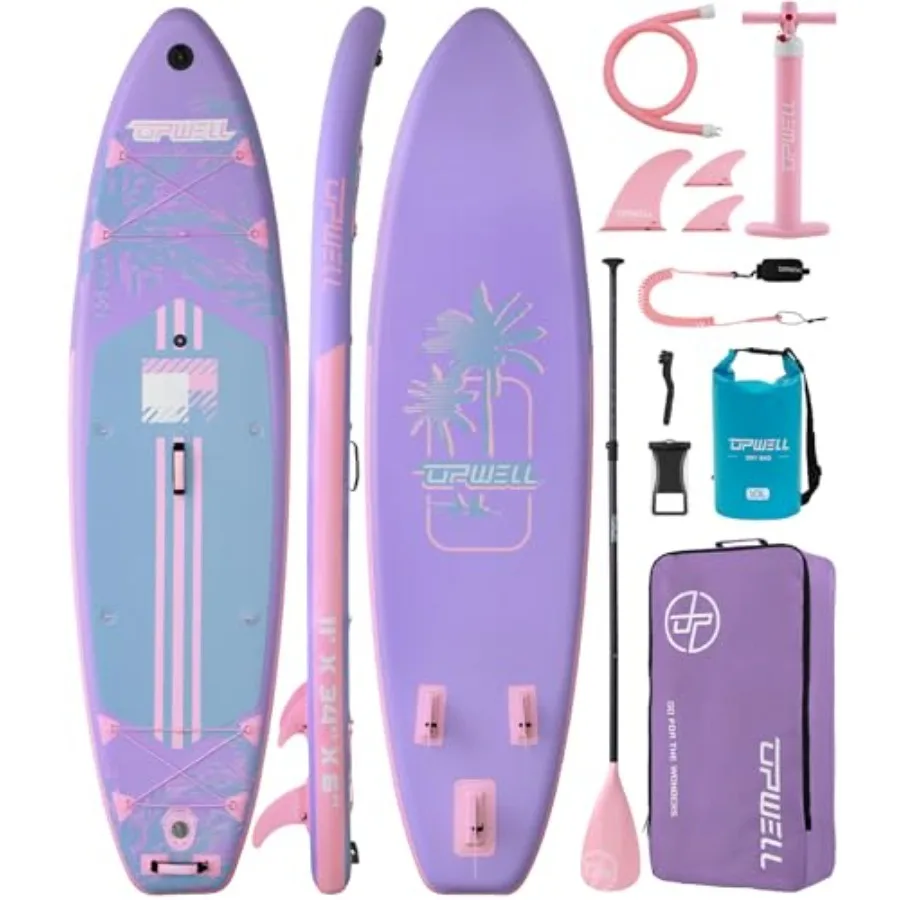 Inflatable SUP Board for Adults Teens, 11'×34, Blue/Gray, Durable PVC Drop-Stitch Material, Ultra-Stable Lightweight with 120L