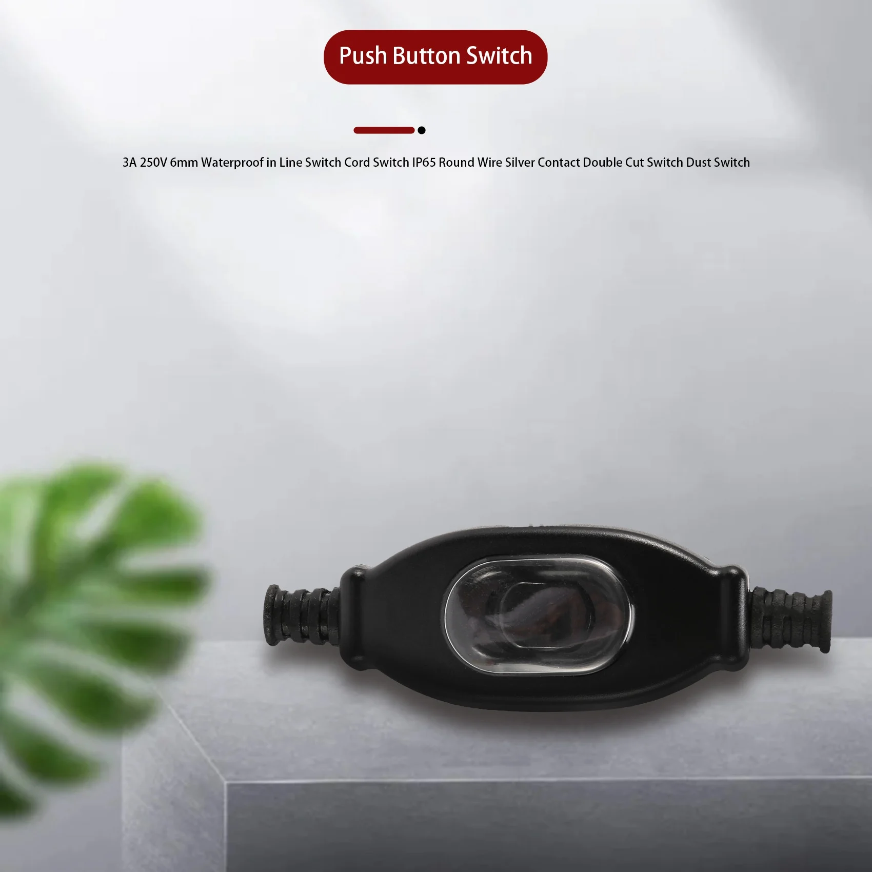 

HOT 3A 250V 6mm Waterproof in Line Switch Cord Switch IP65 Round Wire Silver Contact Double Cut Switch Dust Switch