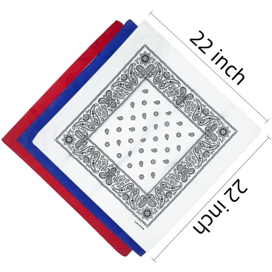 باندانا قطنية متعددة الاستخدامات مقاس 22 بوصة للرجال والنساء: مثالية للمغامرات الخارجية وتصفيف الأزياء والأنشطة الرياضية المتاحة