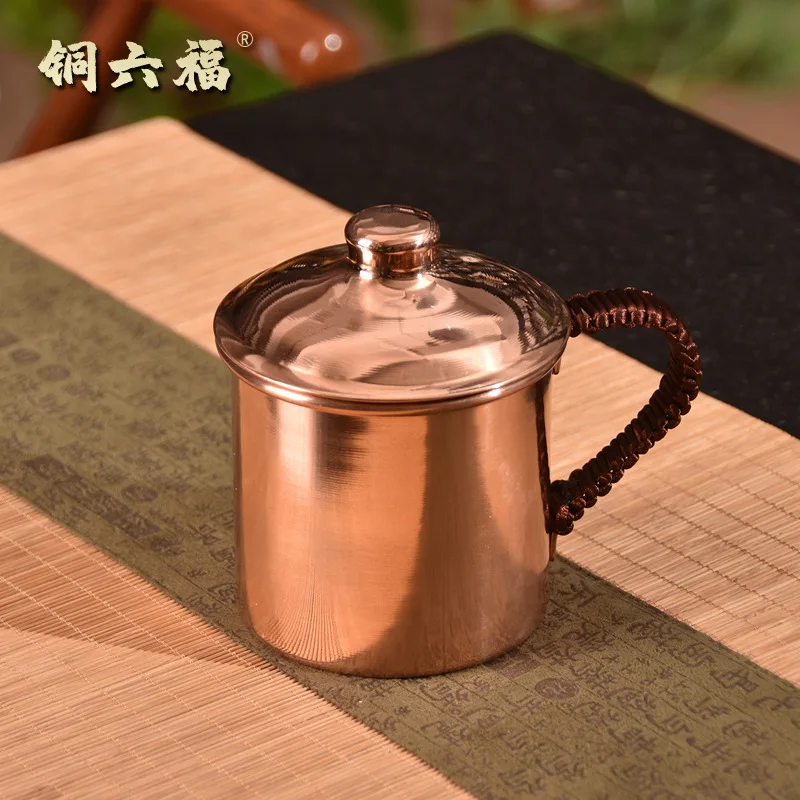 

Vintage, simple, handmade, high-quality brass cup, thickened purple copper cup, beer cup, hand woven handle, heat-resistant