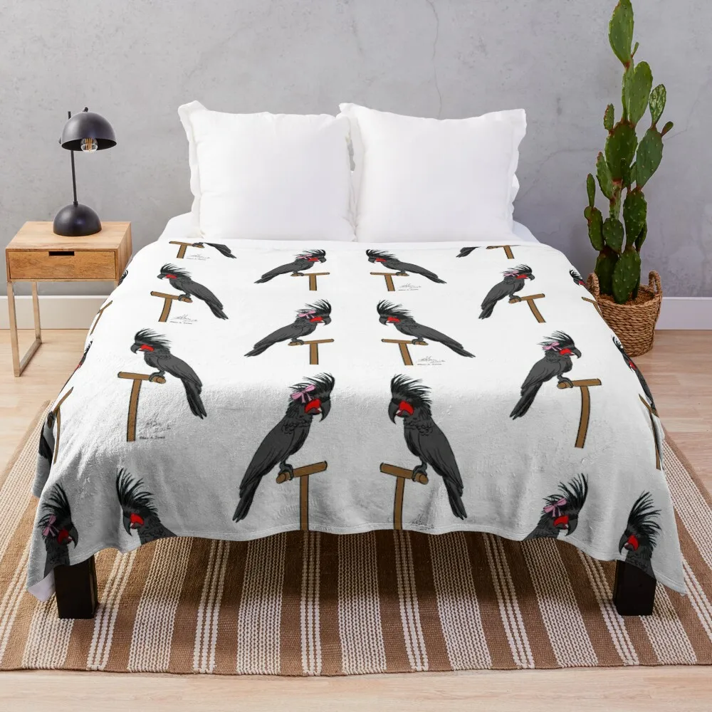 

Crazy Bird Lady with Palm Cockatoos Throw Blanket Decorative Beds anime Sleeping Bag Extra Large Throw Blankets