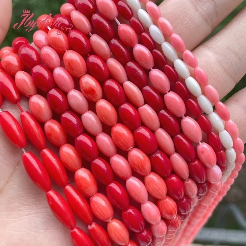 Natural Oval Coral Stone Beads DIY Loose Spacer Strand 15\