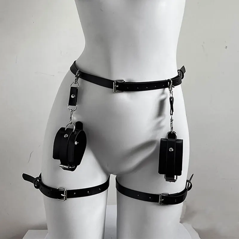 Bdsm أصفاد مجموعة الرباط حزام الساق حلقة أطقم داخلية جريمي الكبار لعبة الجنس SM ليلة اللعب الجلود عبودية تكييف الرقيق الهذيان لعبة