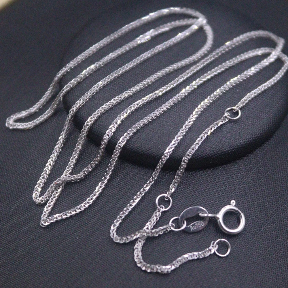 

Real 18K White Gold Chain For Women 1mm Wheat Link Chain 18inch Length Adjustable /1.3-1.5g