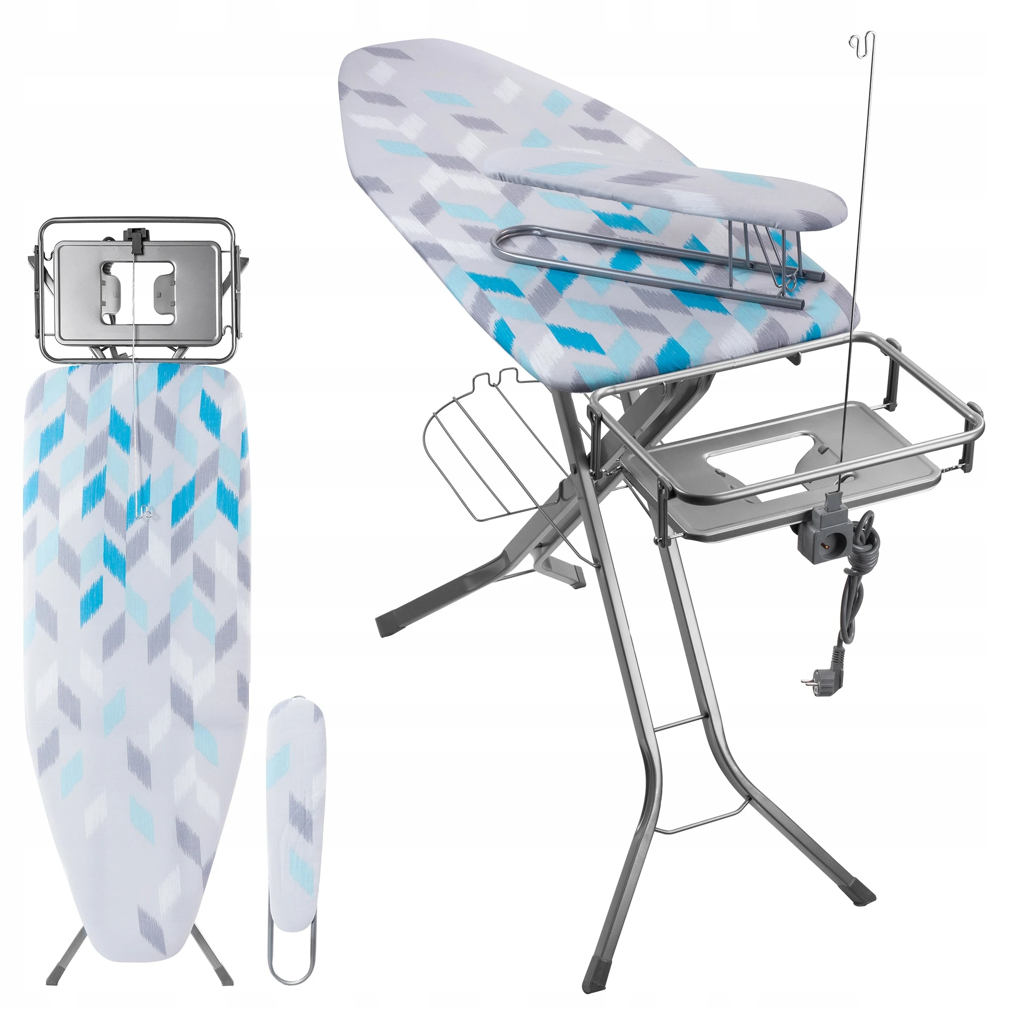 Planche à repasser KADAX grande complète 130x48cm avec poignée fer + manchon