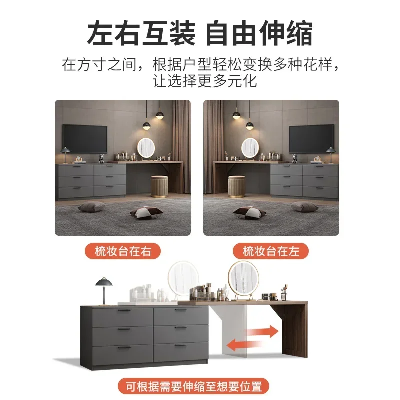 Luxury Makeup Dressing Tables with Mirror TV Cabinet Vanity Dressers Soild Wood Dressing Telescopic Table Bedroom Furniture