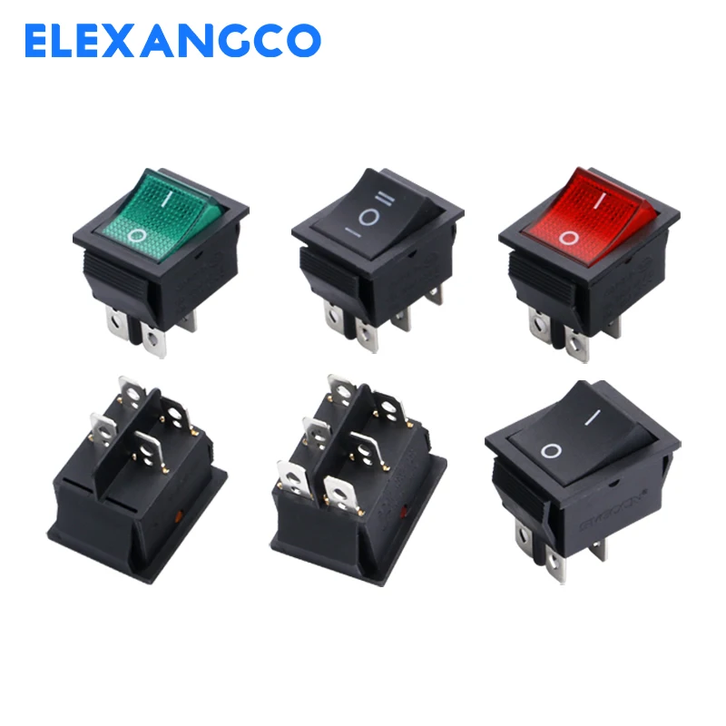 5Pcs KCD4 Series Rocker Switch 2/3 Position 4 Pins / 6 Pins Electrical Equipment With Lamp Power Switch 16A 250VAC/ 20A 125VAC