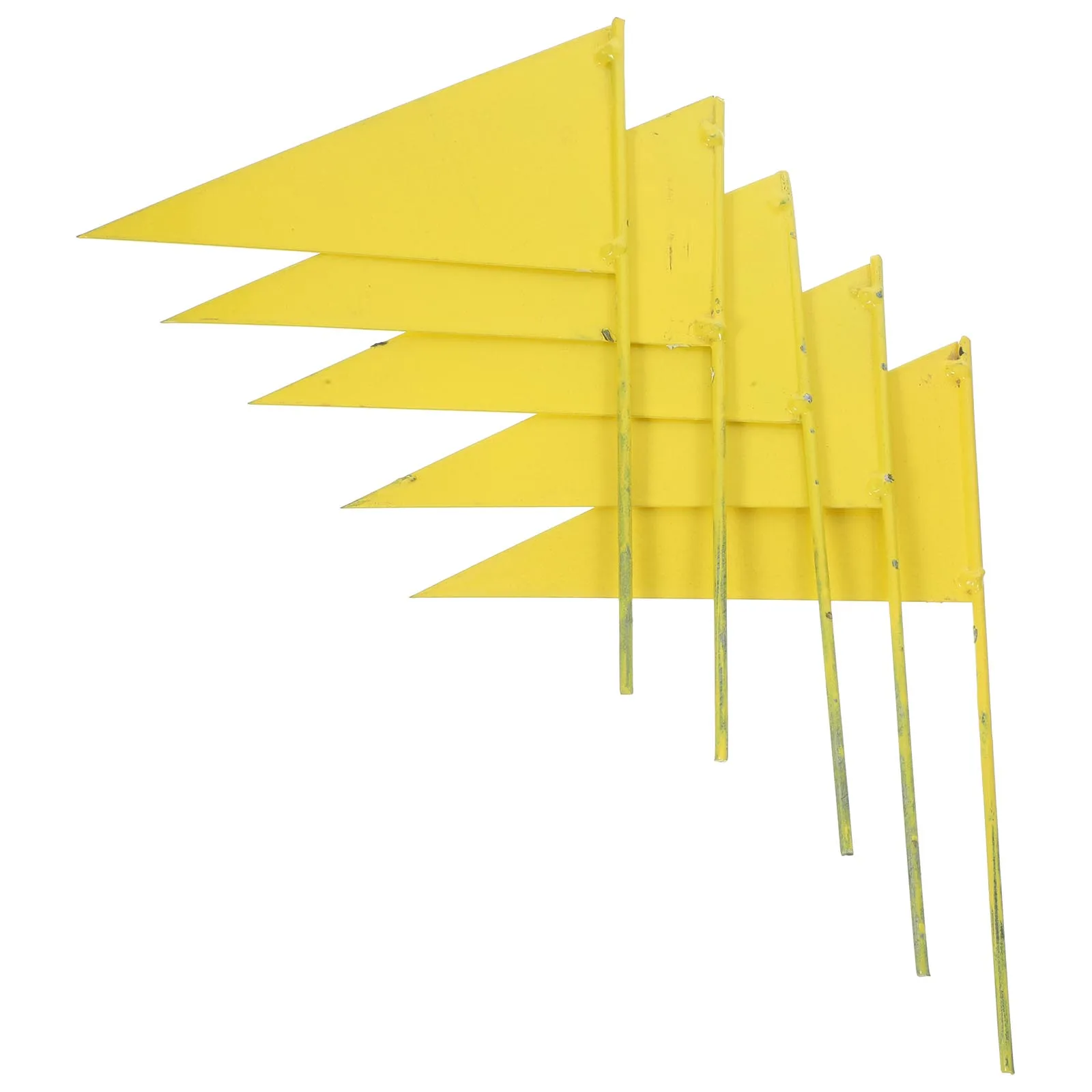 

5pcs Small Iron Flags Yellow Triangular Garden Marking Lawn Sprinkler Dog Training Yard Outdoor Irrigation Sewer Industrial Home