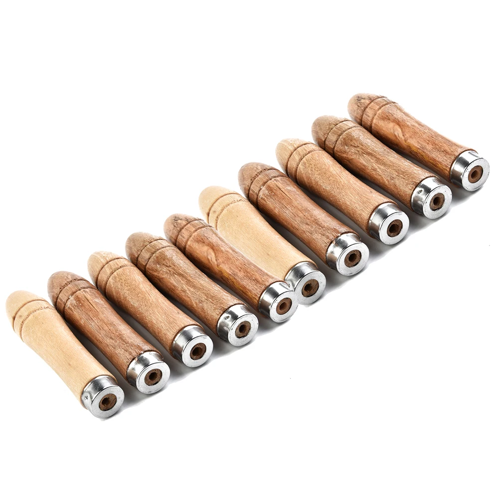 10 Pcs Wooden File Handle 90mm 4mm Hole W/Metal Collar Spare Parts 4-6inch For Craft Carving DIY Hand Tools Accessories