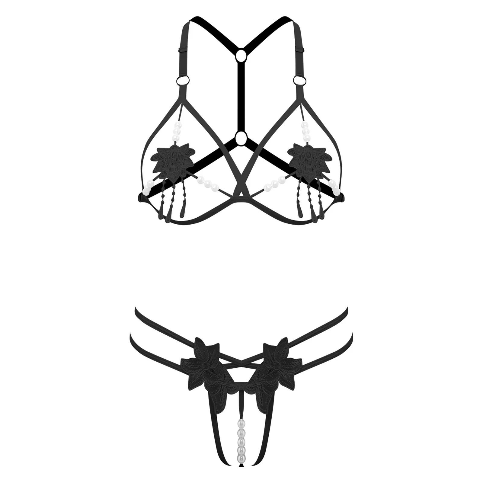 

Женский соблазнительный бюстгальтер для нижнего белья со стрингами, стимулирующий полый бюстгальтер с вырезами, смазывающие стринги с Т-образной спинкой для соблазнительного ночного белья