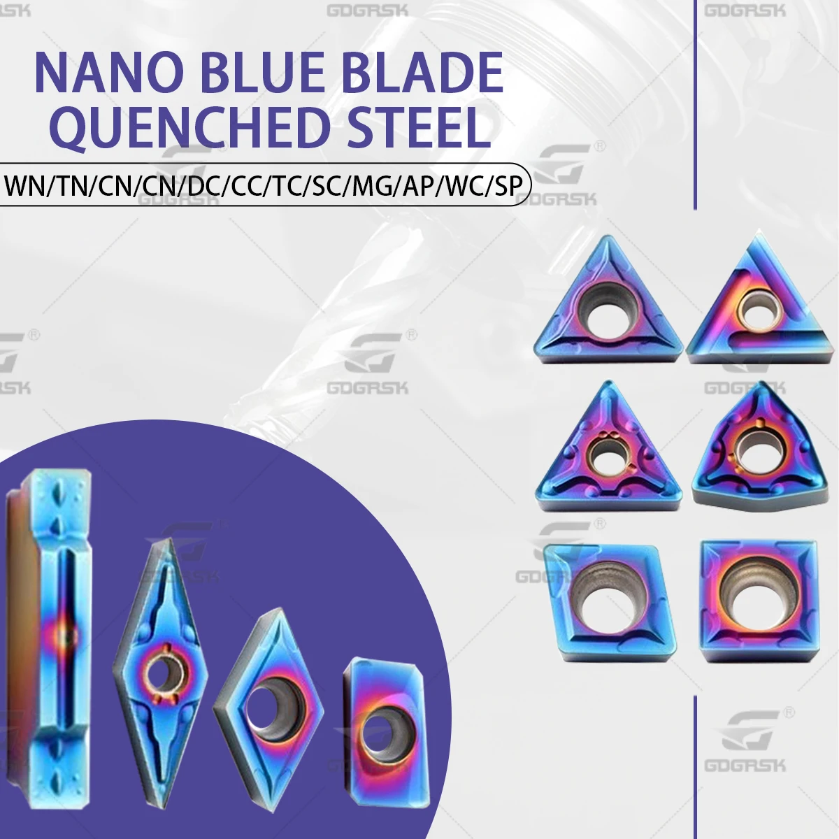 

Nano Blue Blade CCMT SCMT SCMT WNMG TNMG CNMG APMT SEKT SPMG WCMT CNC Lathe Turning Tool Carbide Inserts Used For Hardness Steel
