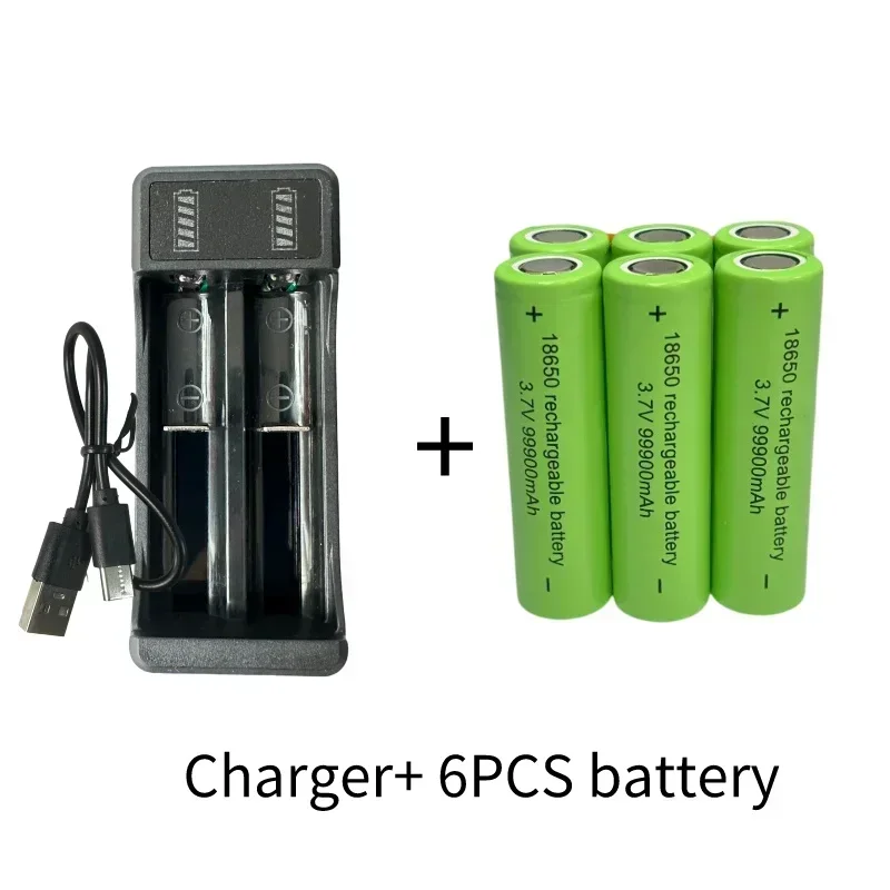 Bestselling100% original 18650 battery high-capacity 99900Mah 3.7V +charger,lithium-ion rechargeable battery for toy flashlights