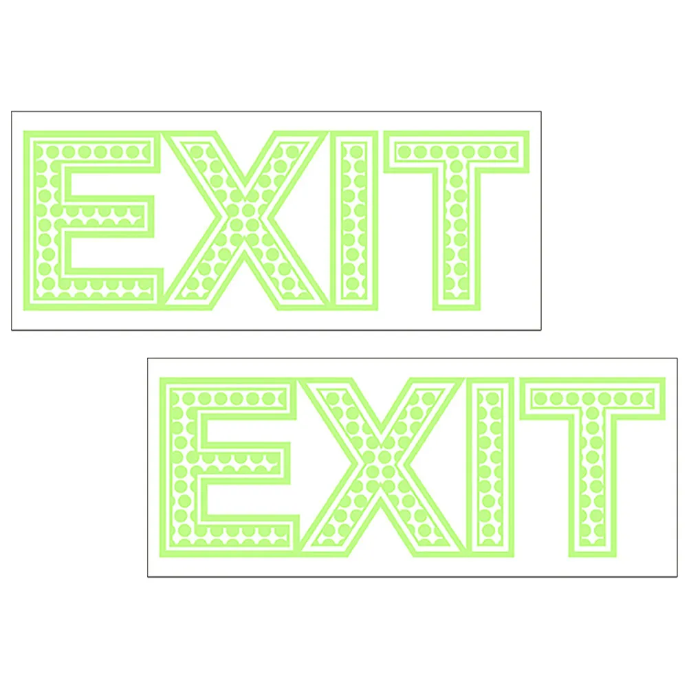 

2 Sheets Photoluminescent Exit Sign Sticker Safe Pet Wall Decal Easy Remove Residue Free Direction Indicator for Business