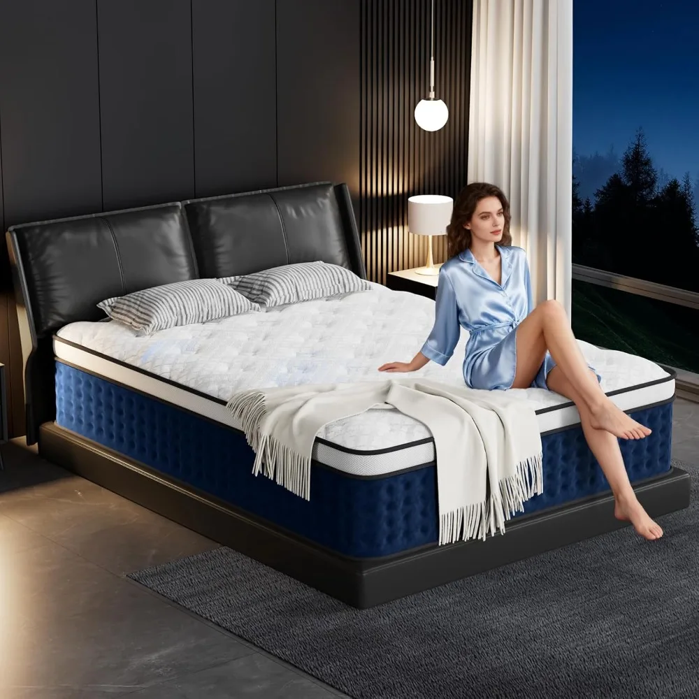 

14 Inch Hybrid King Mattress in a Box with Gel Memory Foam [New Version], Individually Pocket Coils Springs,King Size Mattress