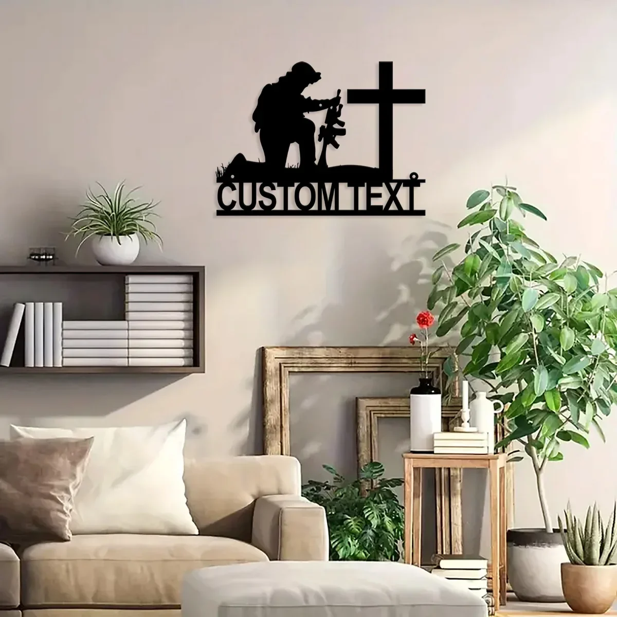 Custom Kneeling Soldier Metal Wall Art Personalized Soldier Name Sign Decoration For Room, Kneeling Soldier Metal Home Decor