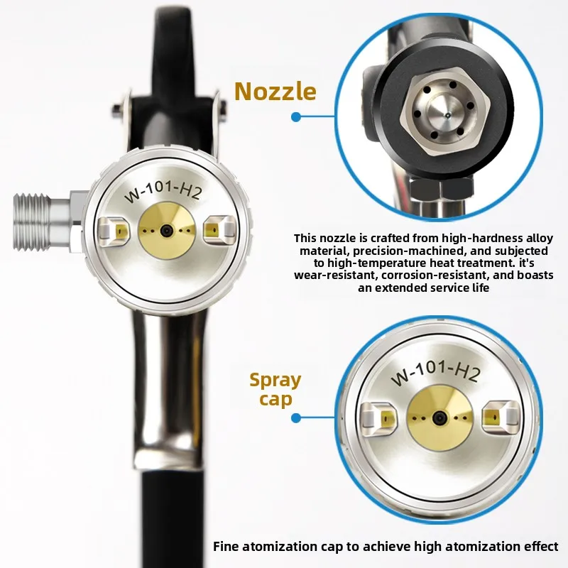 Pneumatic Spray Gun with Lower Pot Pu Yuan W-101 Pressure Feed Type for Automotive High Atomization W200 Paint Spray Gun