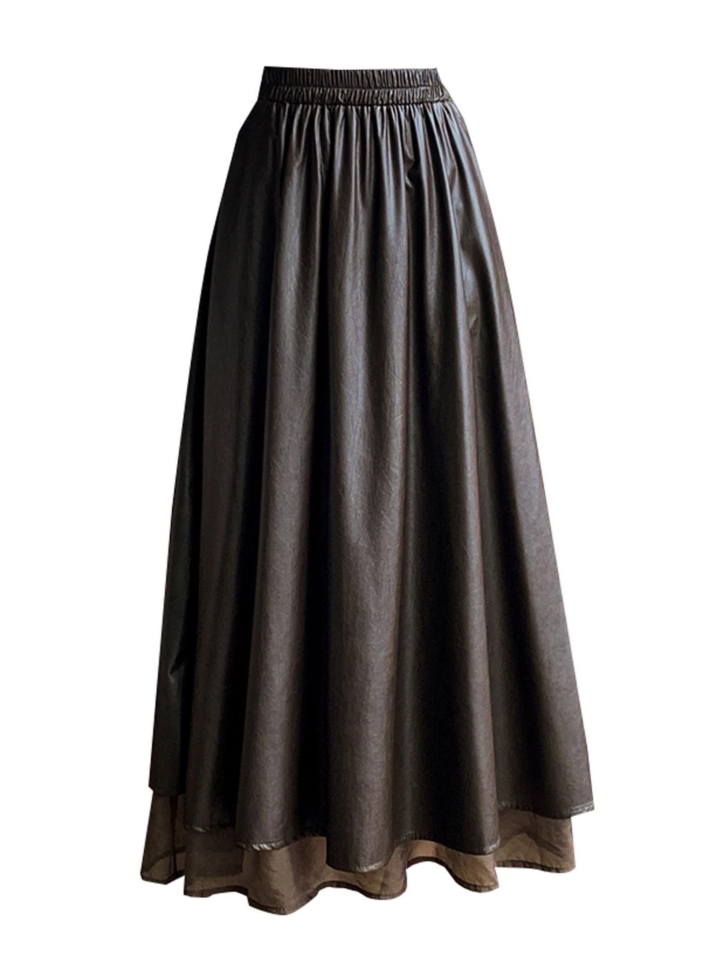 

Осенние женские юбки из искусственной кожи, зимняя свободная юбка из искусственной кожи