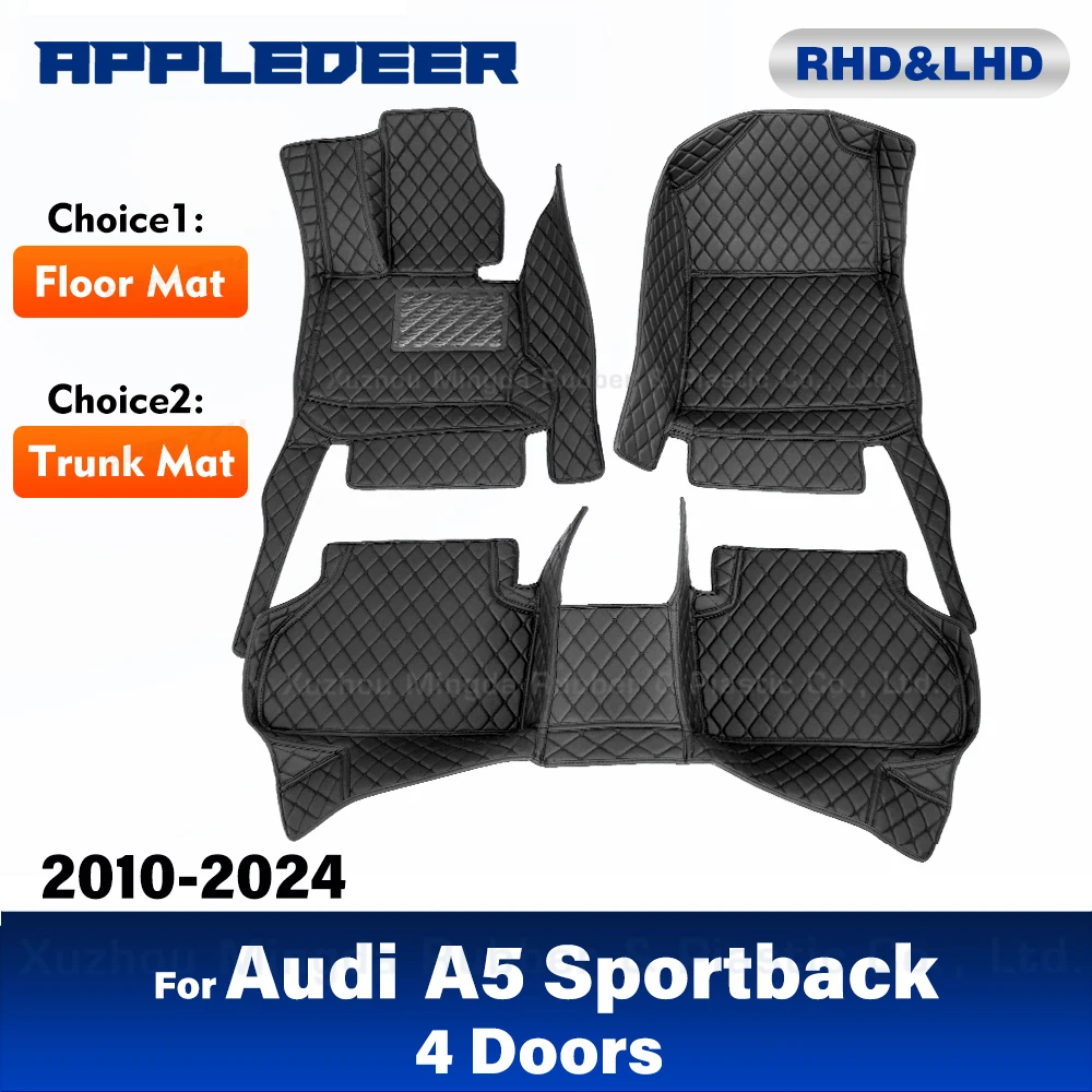 

For Audi A5 Sportback(4 Doors) 2010-2024 Custom Car Floor Mats Trunk Mat Automobile Carpet Cover Interior Accessories 2023 2022