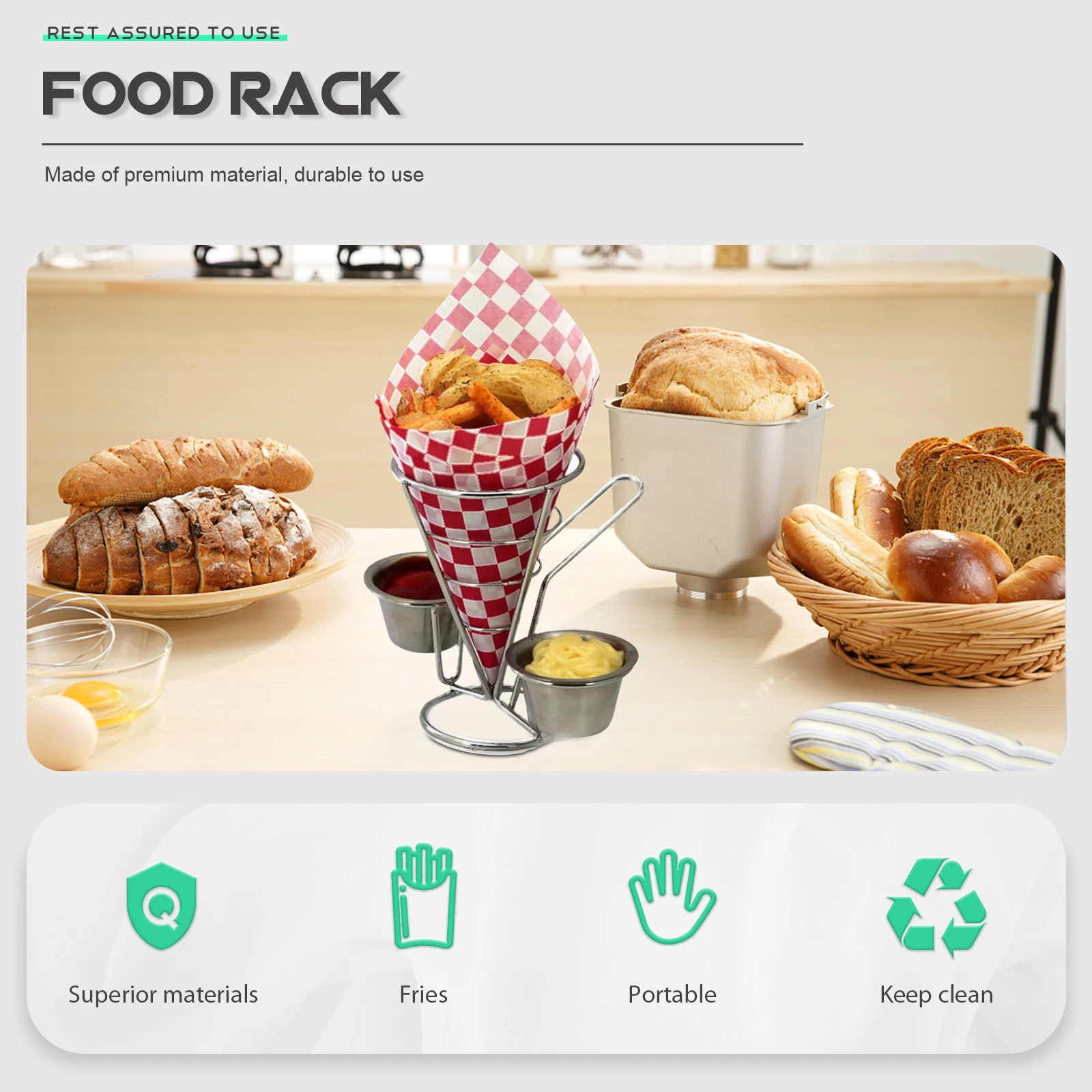 

French Fries St Snack Holder Fry Basket Hollow out Food Display Wire St Silver Frying Stainless Steel Kitchen Utensil Premium