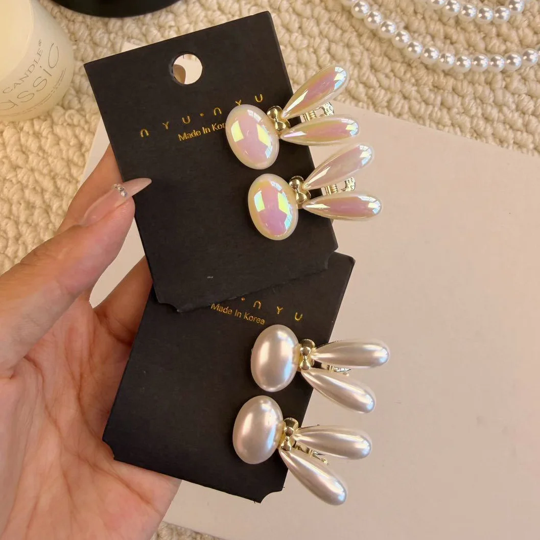 Cute Little Rabbit Pearl Hair Clip for Women,Side Clip Hair Accessory,Bangs Clip,Forehead Hair Accessory,Duckbill Clip Hairpin