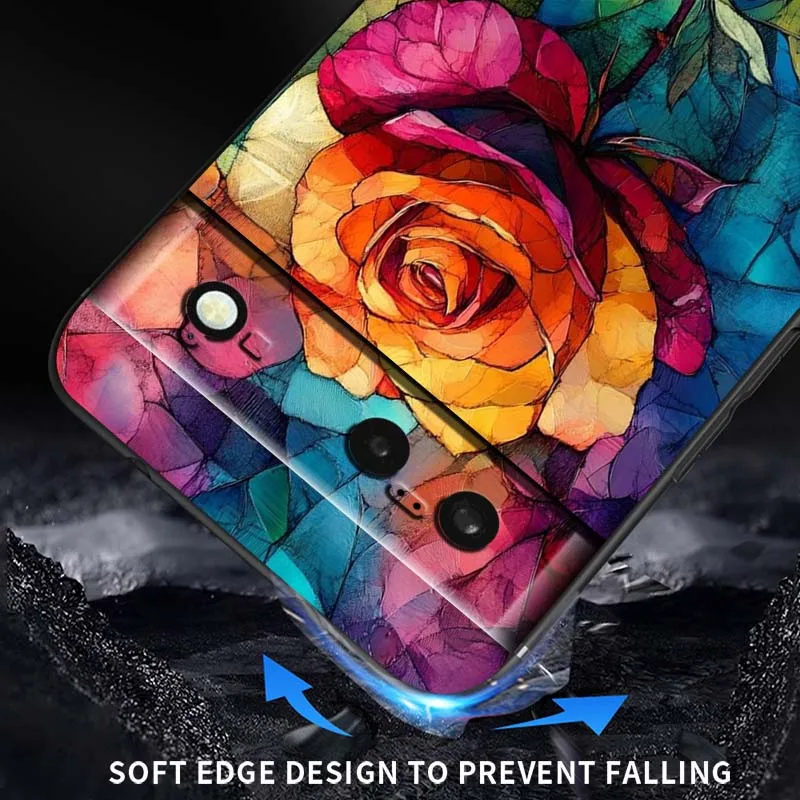 Luxuriöses Blumenmuster für Google Pixel 10 9a 9 8A 8 7 7A 6 6A Pro XL 2024 5G Schwarze weiche TPU-Silikonhülle