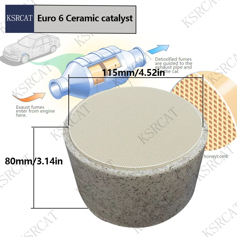 

Automotive Engine Converters EURO 6 115*80mm 600cell Honeycomb Ceramic Material Catalytic Converter