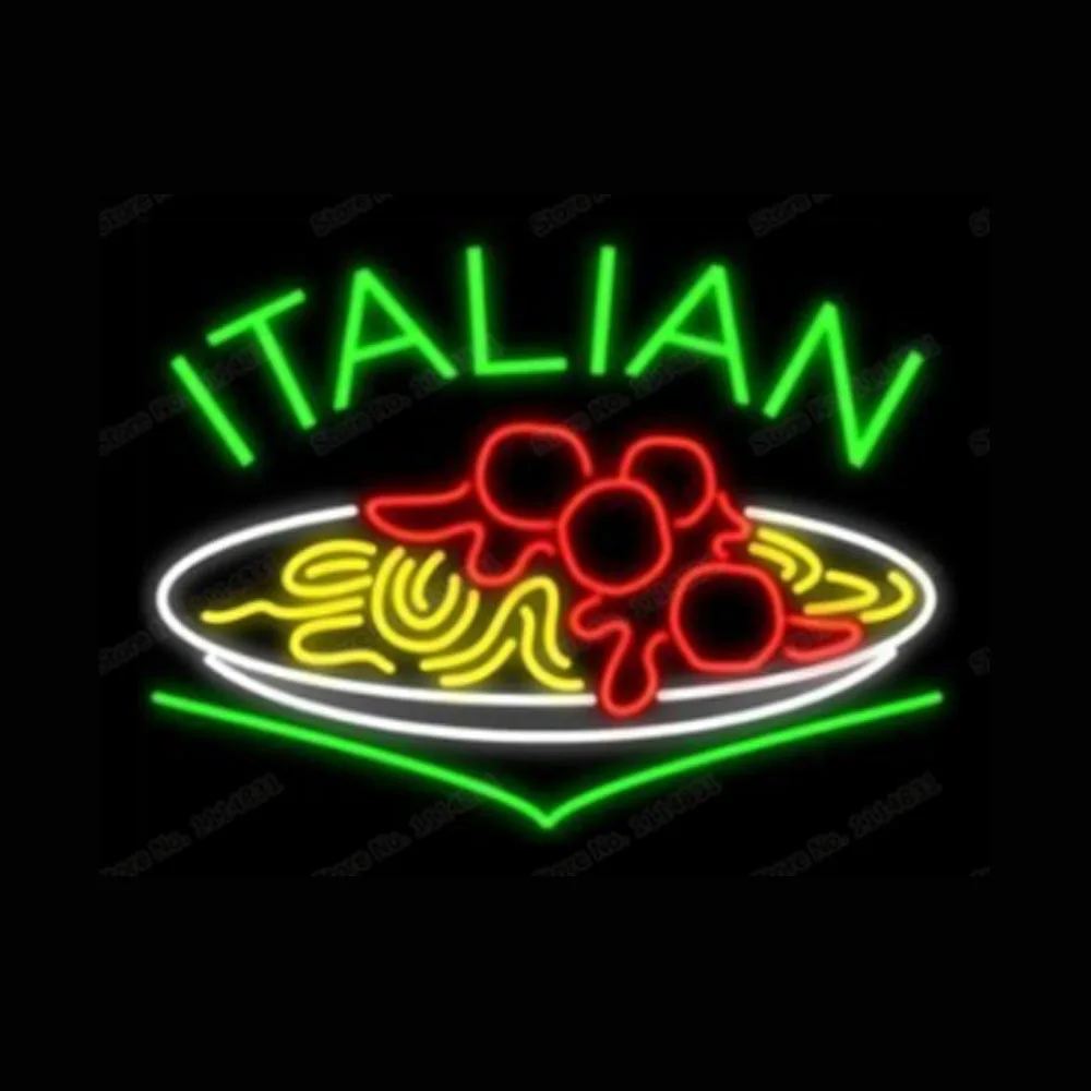 

Italian Food Noodles Spaghetti Pasta Neon Light Sign Handmade Real Glass Tube Restaurant Advertise Room Decor Display 24"X 20"