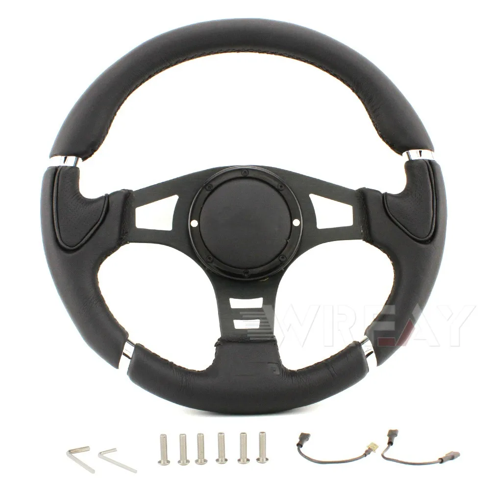 

Car Sport Steering Wheel Racing Type 14 inches 350MM Aluminum Big Horn Flat Black Style For Universal