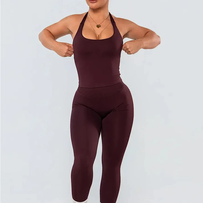 2 Stuks Impact Gym DFNNYE Halter Top Sportkleding Dames Yoga Set Sportkleding Sportpakken Fitness Trainingspakken Top Gym Leggings Set