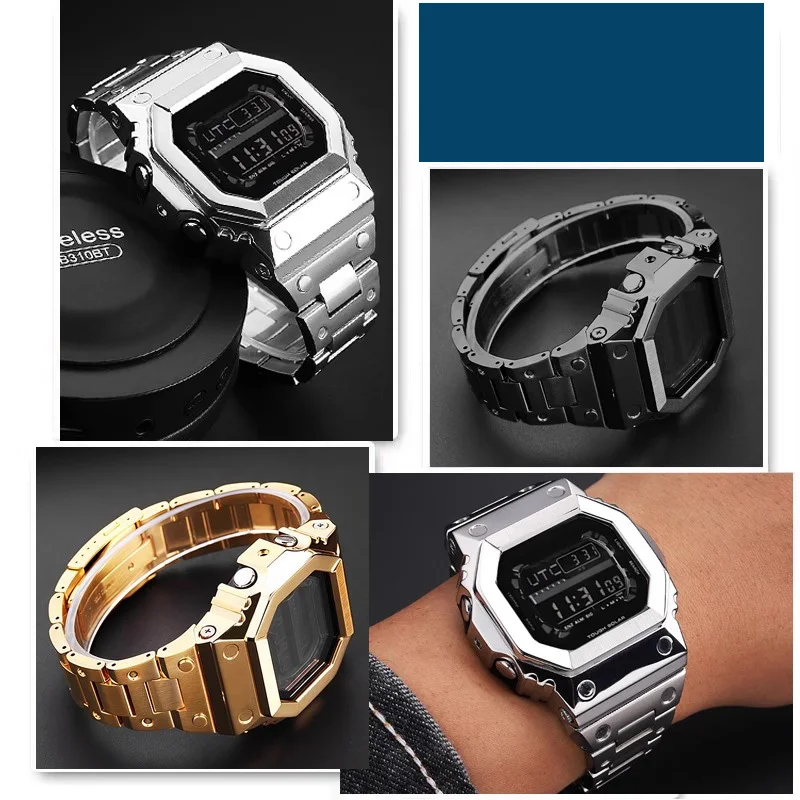 Mod Kit GX-56BB Metal Case Strap For Casio G-SHOCK Big G Larg Square GX-56 GX56BB GXW-56 Series Stainless steel suit With tools