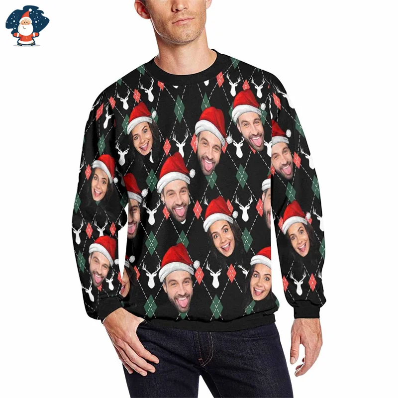 Merry Christmas 3D Print Sweatshirts Custom Pictures Graphic Christmas Sweater Men Funny Ugly Christmas Sweater New In Sweaters