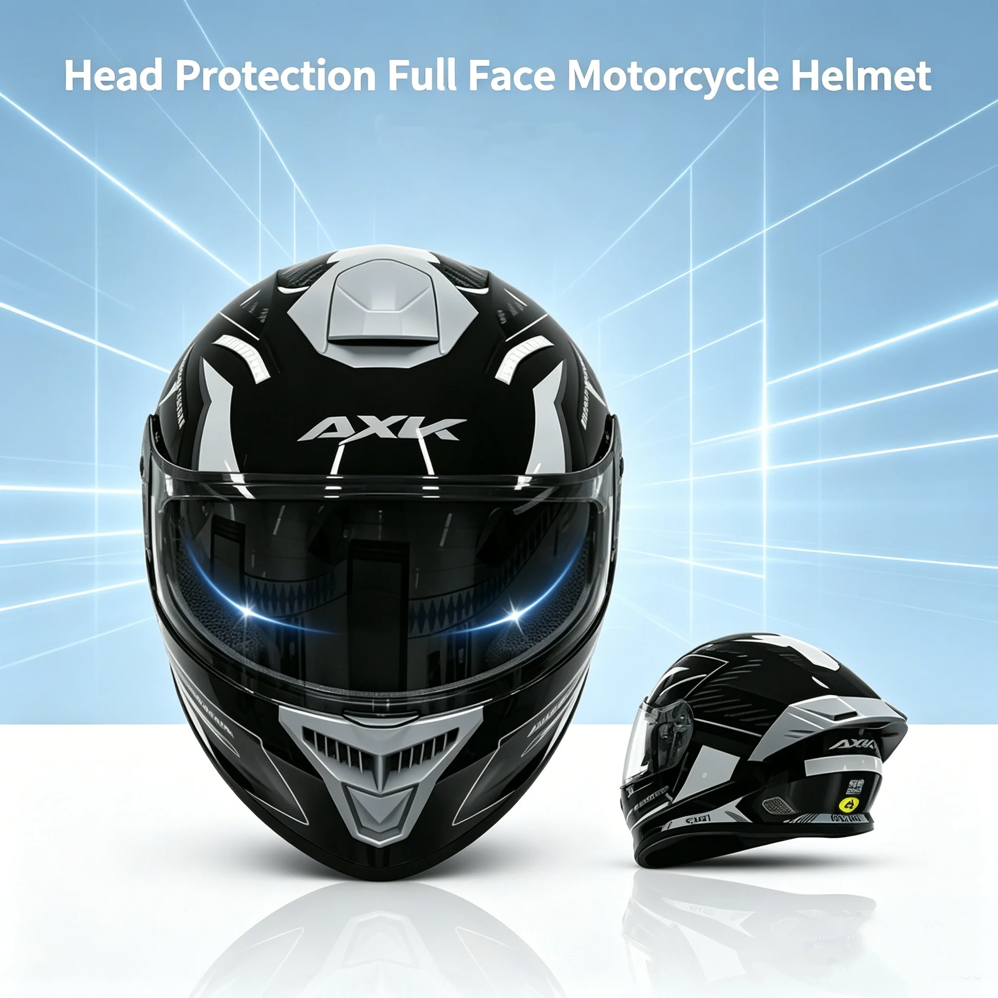 Großer Heckspoiler Motorrad-Integralhelm 3C DOT-Zertifiziert Doppeltes Antibeschlag-Visier Abnehmbarer Nackenwärmer Graffiti-Druck