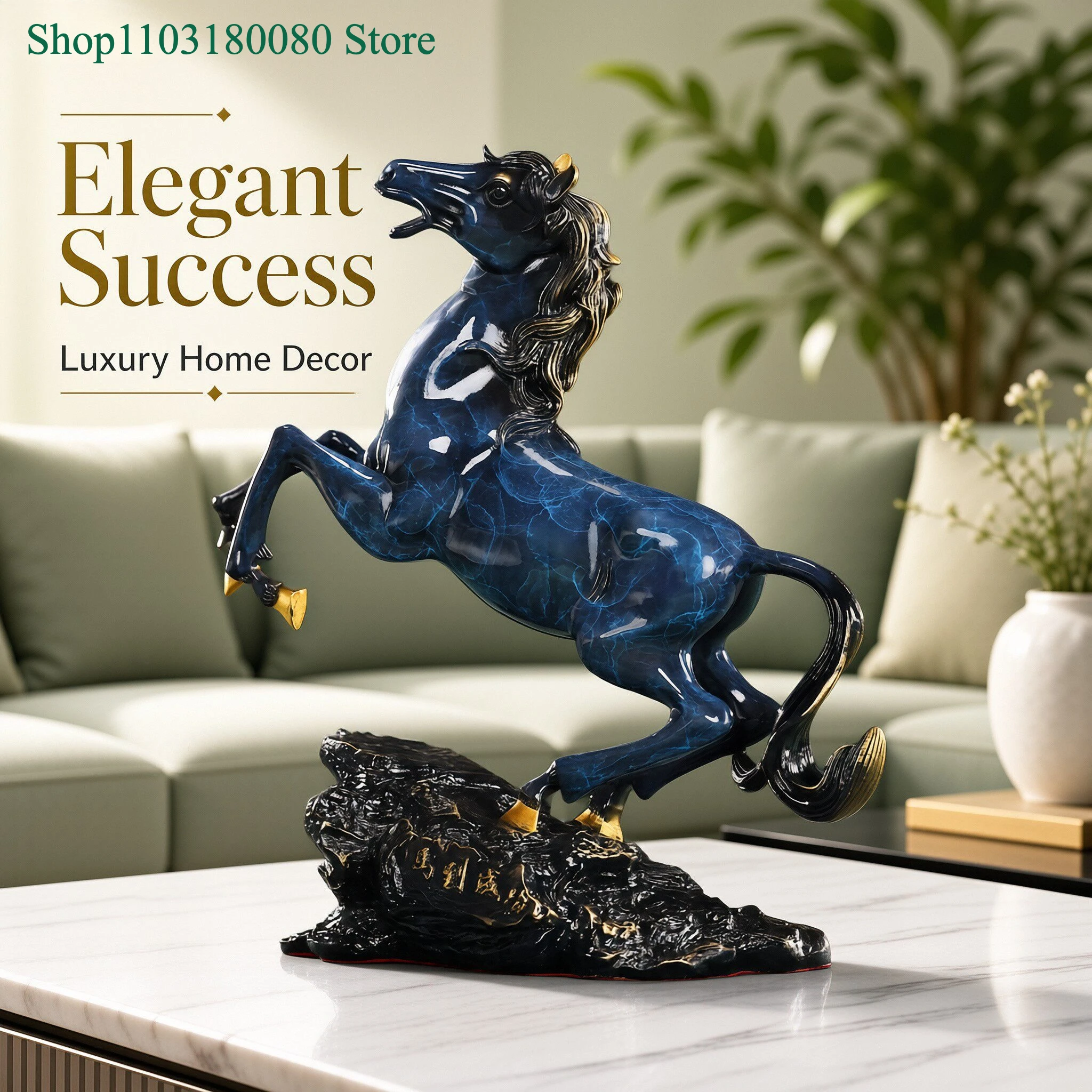 35cm Color Painted Brass Horse Statue Chinese Feng Shui Horse for Success Figurine Craft Decor Sculpture