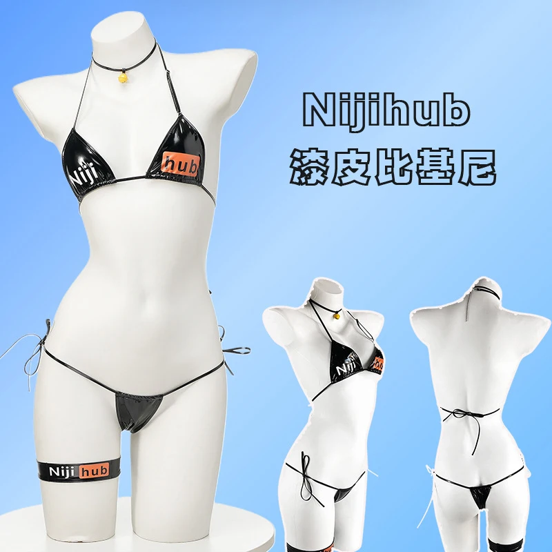 

Купальник-бикини Niji Женский, популярное боди с принтом аниме «горячее пламя», кожаный купальник для косплея